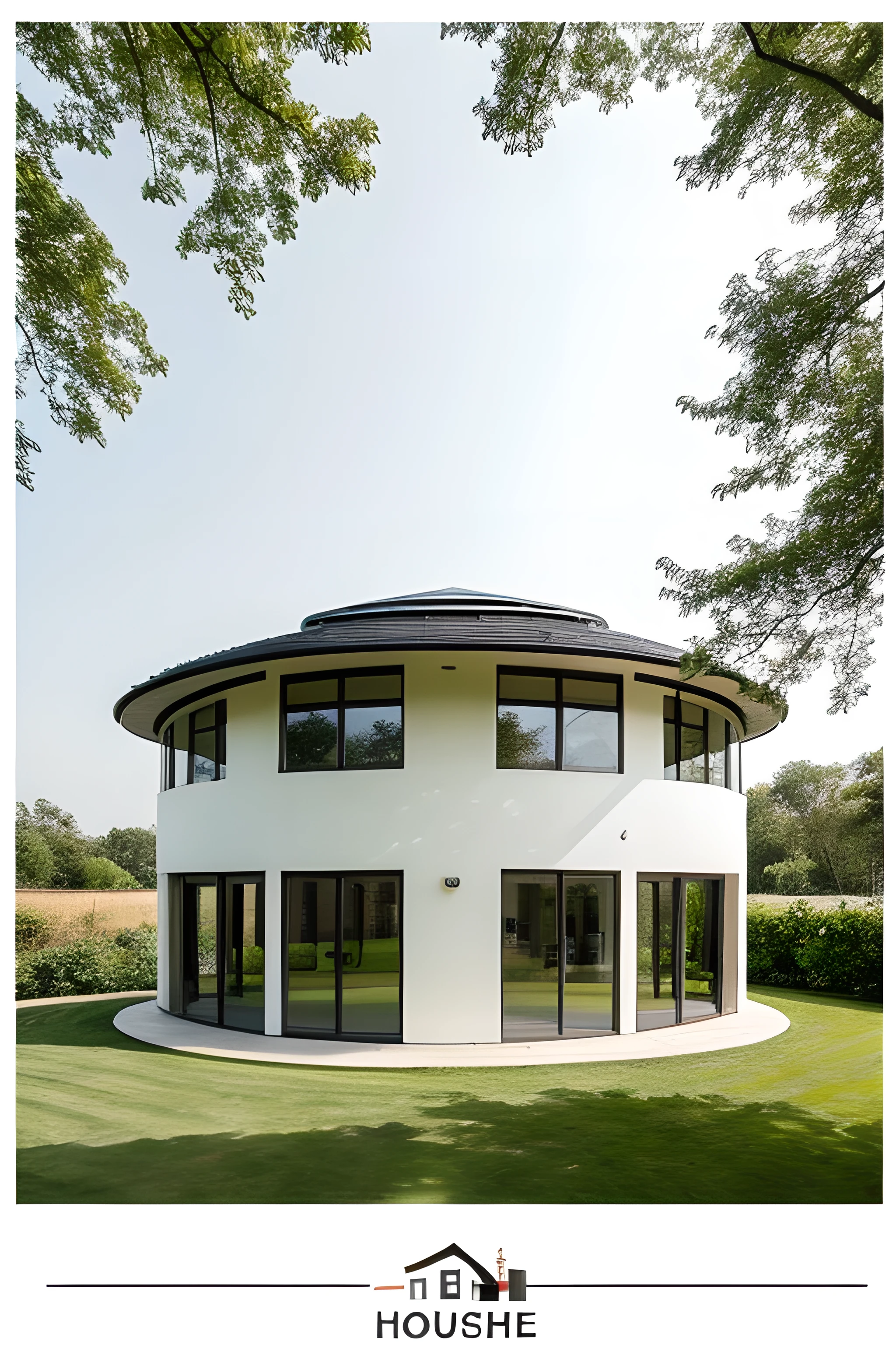 ((drawing )) ((house with circular roof)) (side view)