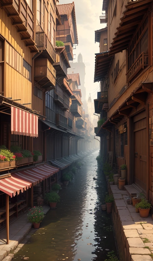((masterpiece)),((best quality)),((high detial)),((realistic,))
Industrial age city, deep canyons in the middle, architectural streets, bazaars, Bridges, rainy days, steampunk, European architecture