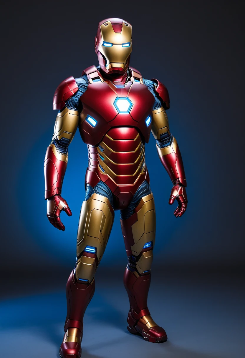 Mickey wearing an ironman suite, blue light
