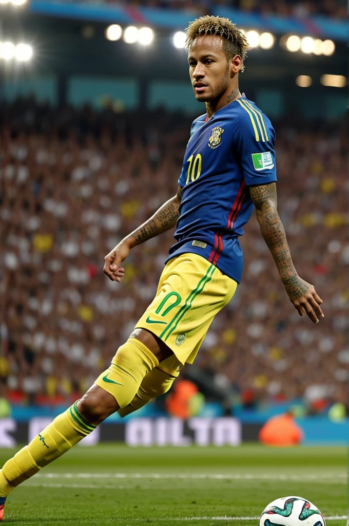 Create an image of Neymar with the World Cup