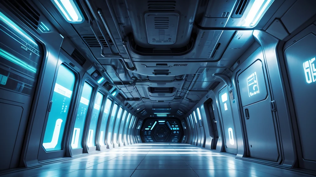 a close up of a all-glass transparent quiet open-air tunnel with neon lights in the dark, spaceship hallway background, spaceship hallway, depicted as a scifi scene, futuristic lighting, futuristic setting, futuristic cyber subway station, claustrophobic and futuristic, cyber space, the image is futuristic, entering a quantum wormhole, inside a space ship, retrofuturist liminal space, detailed sci-fi backgrounds