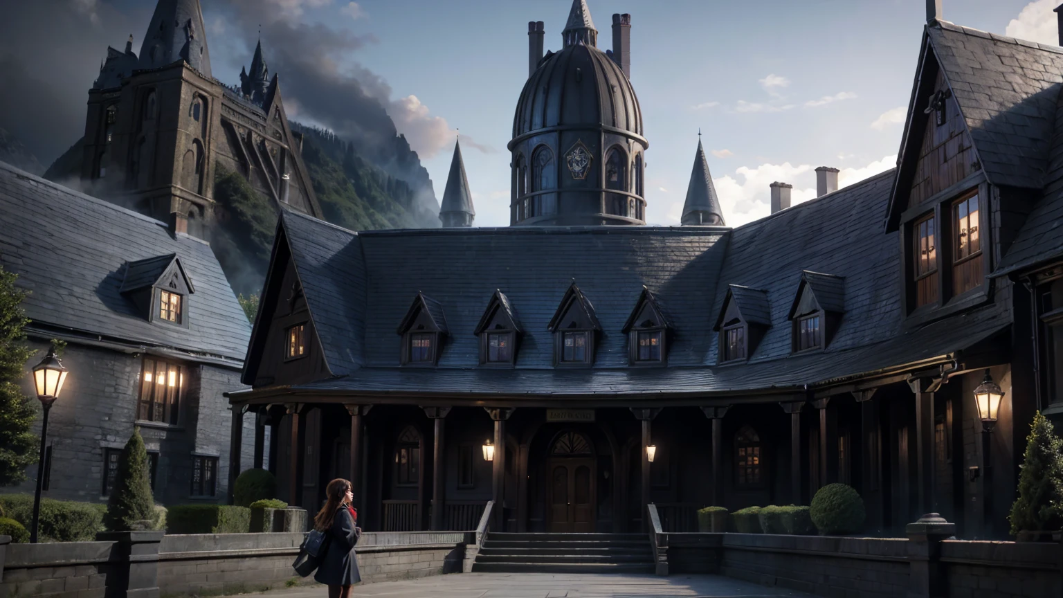 outside front view of harry potter school, harry potter school,