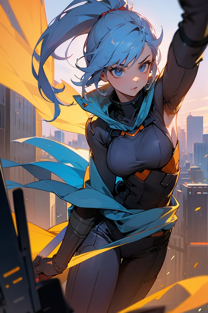 Female ,Hero, City background