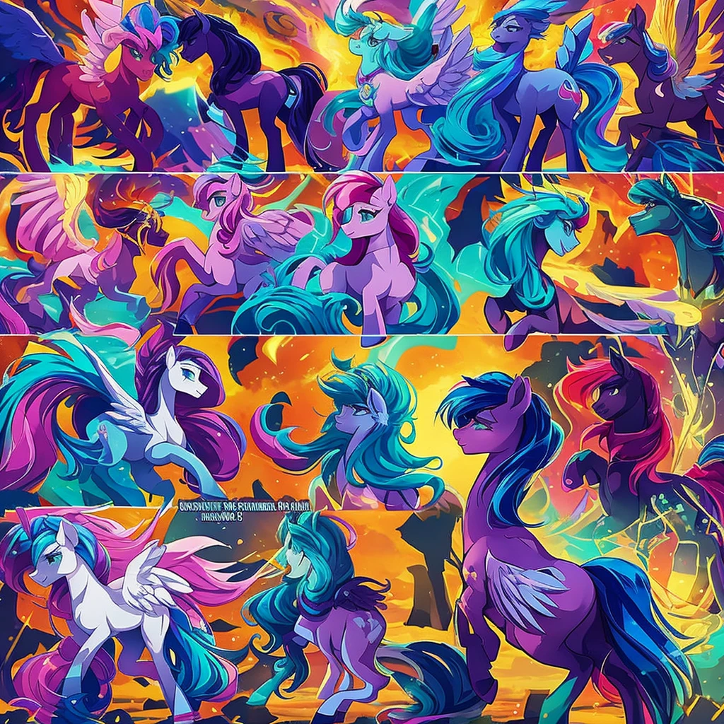 Draw a character in the style of My Little Pony so that he stands sideways and has a beautiful mane, I want him to be Pegasus . It is necessary that the mane be even and precise, and up to three colors