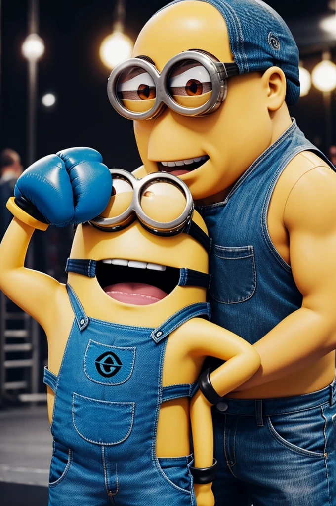 Make a minion blowjob fighting Mike Tyson