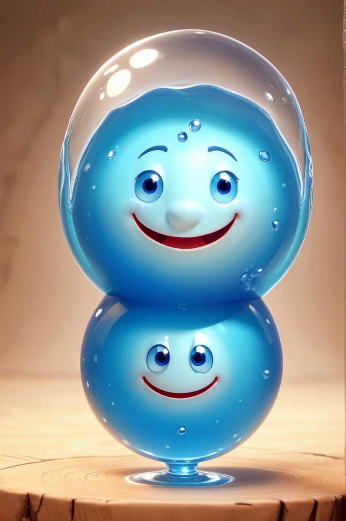 Image: A water droplet with a smiling face.