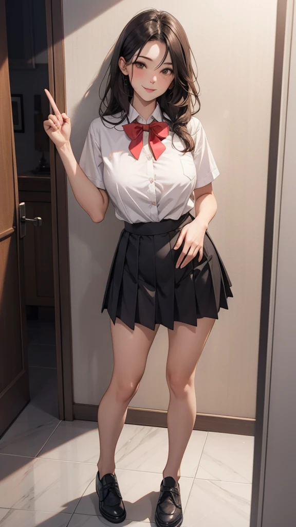1girl, office, (angry), ((hourglass figure)), ((from below)), ((looking at viewer)), ((thick thighs)), ((pussy)), ((lingerie)), (nipples), ((pencil skirt)), ((viewer under pussy))