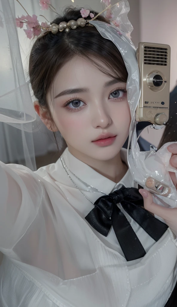 ((best quality, 8K, masterpiece :1.3)), Clear focus :1.2, 24 years old beautiful girl,Perfect body :1.4, Slim abdominal muscles :1.3, Original Photography、Ultra-high resolution, whole body, White skin、Fair and shiny skin、(Wavy Blonde)、Dark brown hair、Super narrow eyes, Ultra-fine hands, Ultra-thin fingers、beautiful eyes of random colors、Thin lips, Fine details、Lengthen the eyes、Light pink blush、Long eyelashes、漂亮的Double eyelids、Lighting that highlights beautiful skin、Glowing Skin 2, ((#11: Long Layered Hair, Large Breasts :1.2)), Exposing breasts , (Detailed pantyhose ), (White tight shirt with details), (detail sheath skirt, ((transparent)), ((Detailed breasts)), ((Detailed simple shirt )), ((Delicate face)), Central City Office, Highly Delicate face and skin texture, Delicate eyes, Double eyelids, make whole body, Long legs,