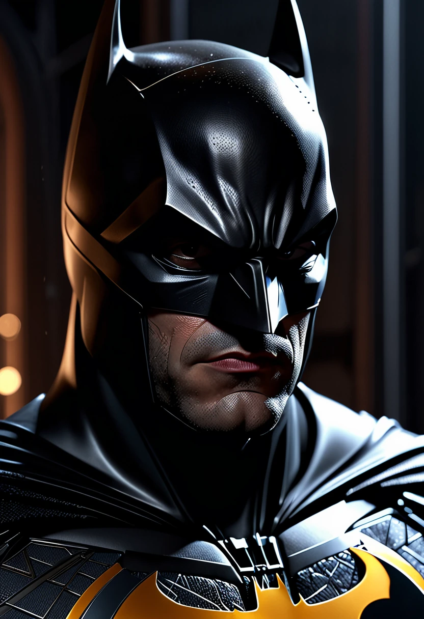 a detailed portrait of batman, a dark and brooding superhero, hyperrealistic, dramatic lighting, chiaroscuro, dramatic pose, dark knight, highly detailed, 4k, octane render, unreal engine, cinematic, moody, deep shadows, intense colors, muscular body, cowl, cape, utility belt, realistic textures, photorealistic, masterpiece