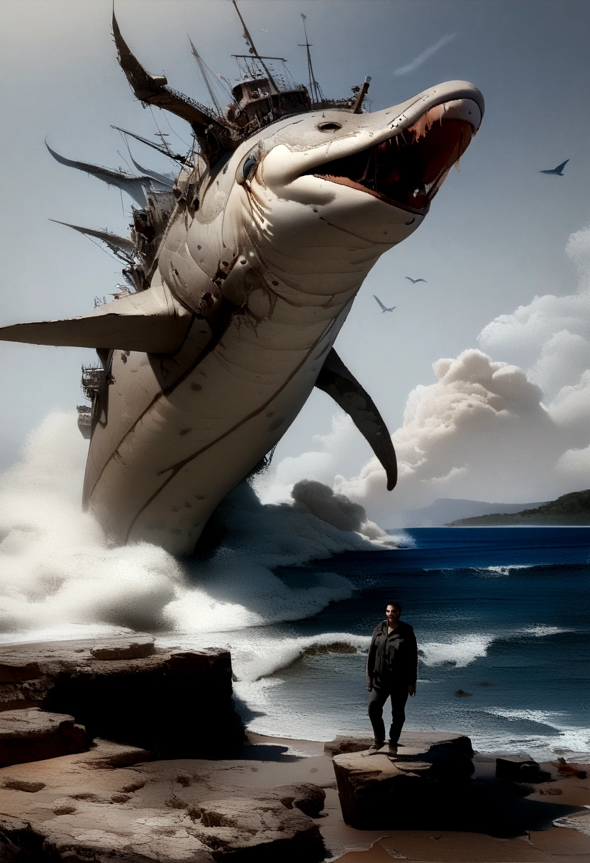 (Best Quality,4k,8k,high:1.2),ultra realistic,(realist,fotorrealist:1.37) whale leviathan, ocean