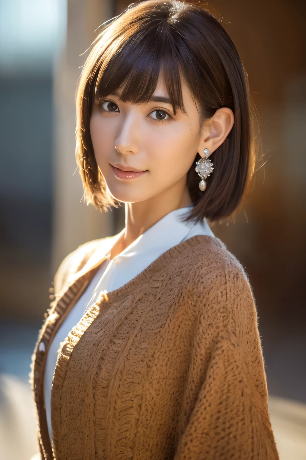 (8k, RAW photos, top quality, masterpiece: 1.2), ultra detailed, super resolution, (real photos: 1.37), portraits, high definition RAW color photos, professional photos, official art, highly detailed CG Unity 8k wallpapers, beautiful Japanese woman, {30|40} years old, highly detailed faces, Highly detailed eyes, highly detailed skin, Highly detailed nose, Highly detailed mouth, Perfect anatomy, Highly detailed background, Highly detailed clothing, One Girl, housewife, realistic body, white skin, radiant skin, slender body, very thin waist, handsome body, brown hair, {short|long} hair, (blunt bangs:1.2), cute face, slight smile, Realistic Face, outfits with a daring design, Earrings, Camera Gaze, Cowboy Shot, Standing Figure, Dynamic Lighting,