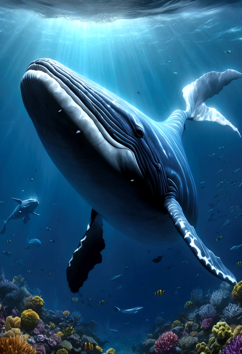 (Best Quality,4k,8k,high:1.2),ultra realistic,(realist,fotorrealist:1.37) whale leviathan, ocean