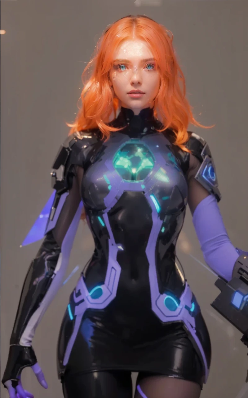A girl and a robot standing in a futuristic city, beautiful detailed eyes and lips, realistic facial features, shiny metallic skin, glowing LED lights, advanced technology, high-tech gadgets, intricate circuitry, powerful AI capabilities, sleek and modern design, dynamic poses, vibrant colors, sci-fi concept art, neon color palette, futuristic lighting effects. (best quality, 4k, highres, ultra-detailed), (photorealistic:1.37), HDR, studio lighting, ultra-fine painting, physically-based rendering, professional.