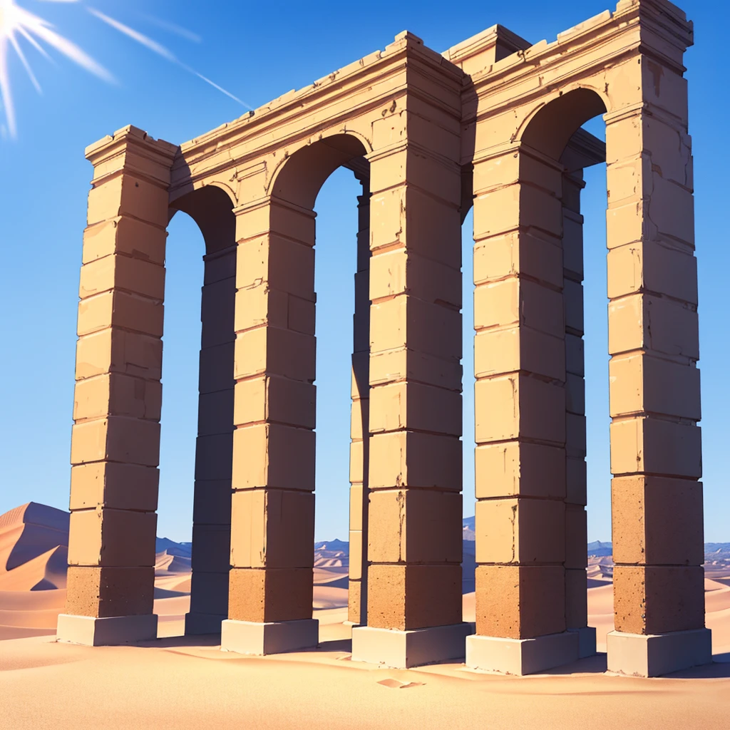 ((((No humans))))、desert、detailed, inattention, blue sky, high quality, 8K、Huge pillar of light