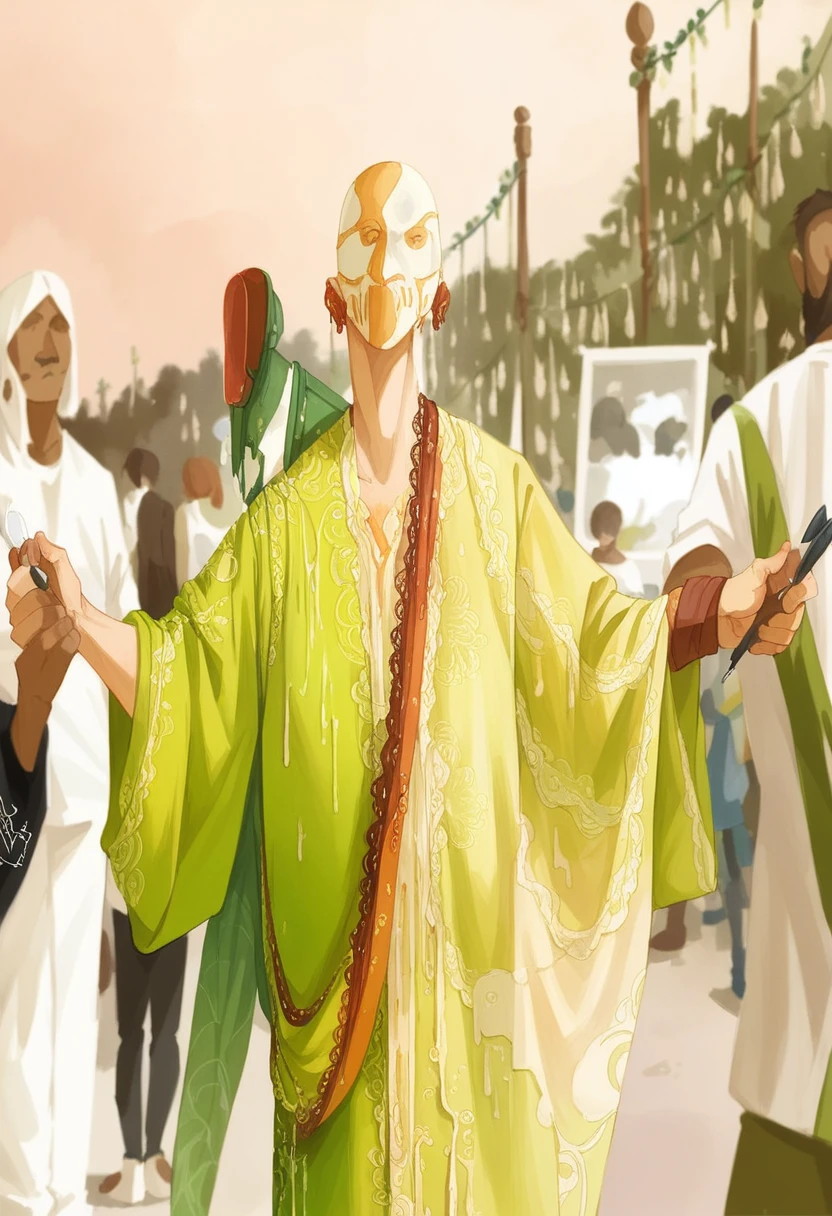 Redesign art in watercolor painting style, paint clothes red