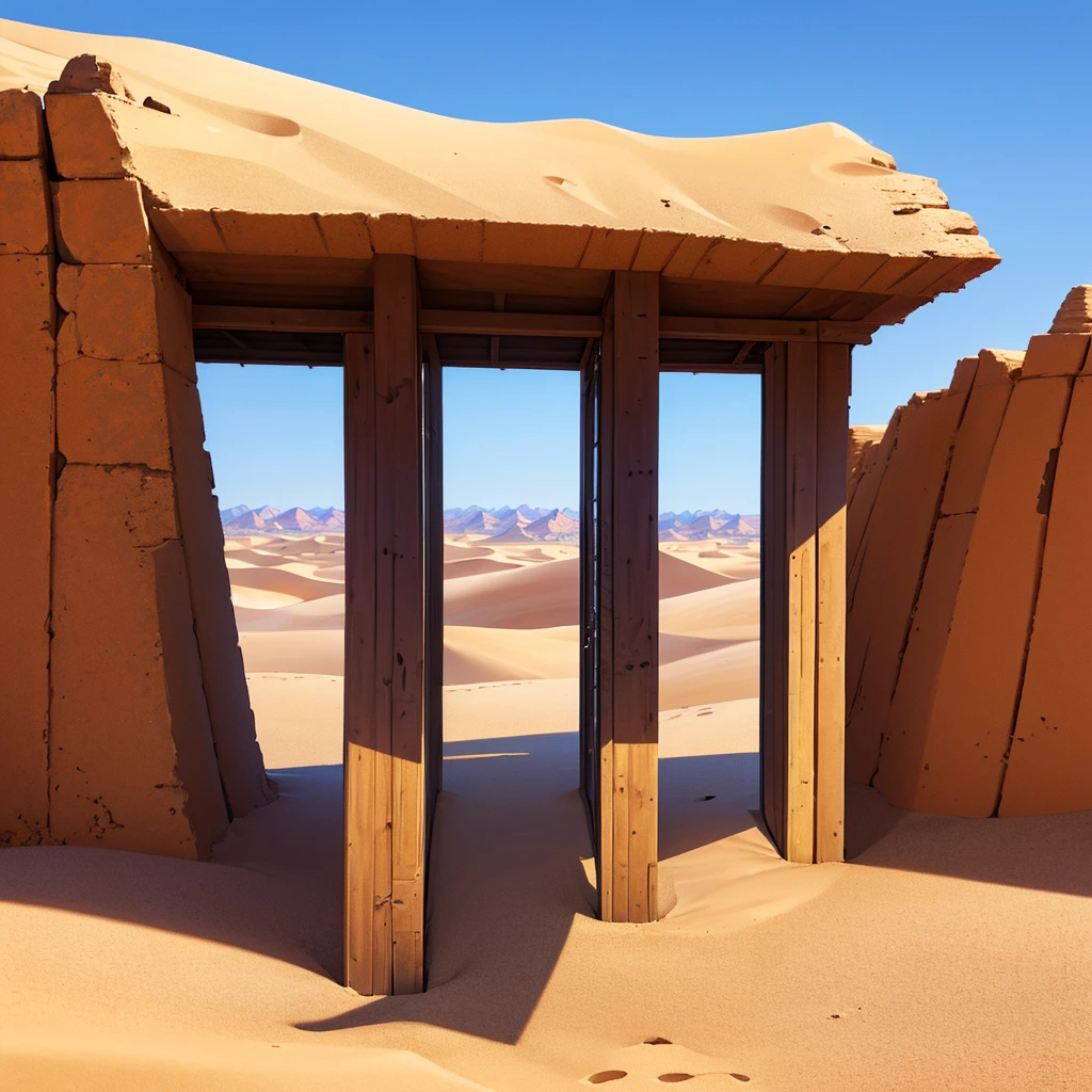 ((((No humans))))、desert, inattention, blue sky, high quality