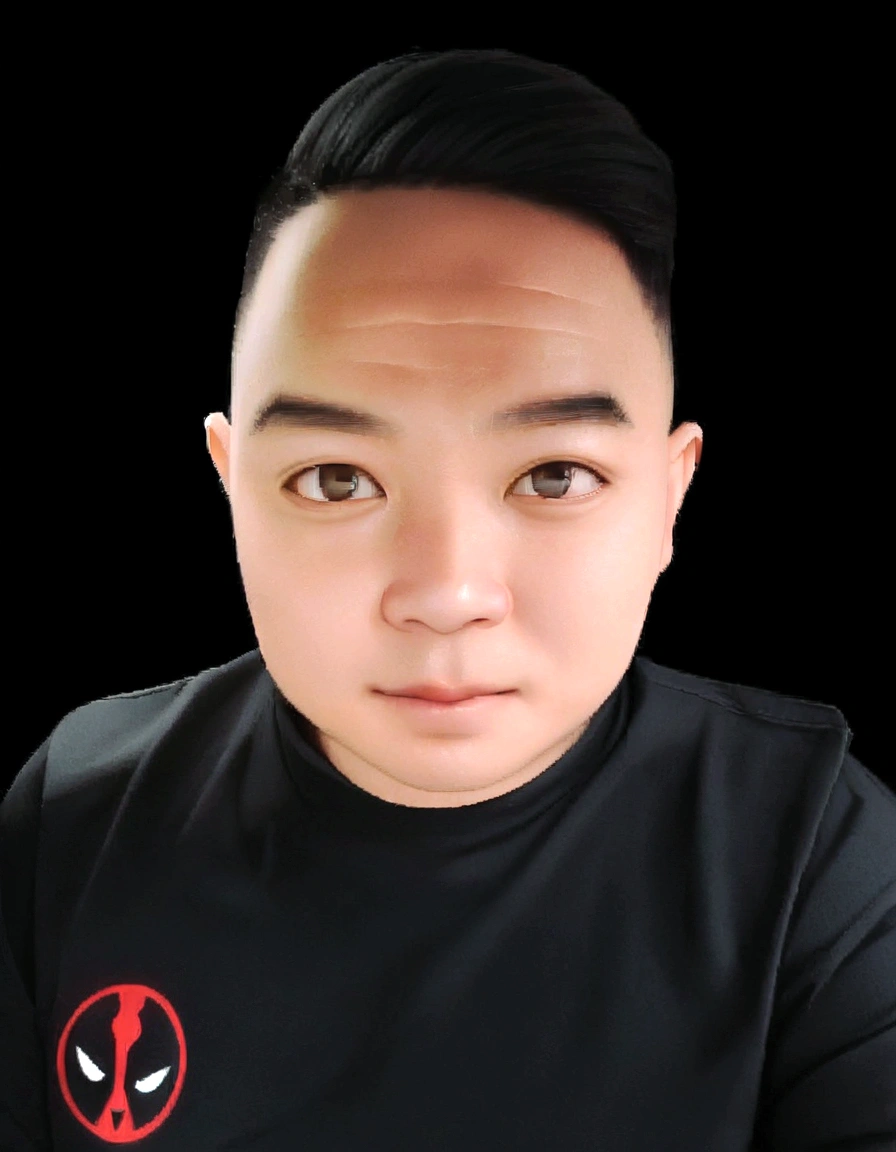 a close up of a man with a black shirt and a red and white logo, headshot profile picture, david luong, andrew thomas huang, stanley artgem lau, damien tran, darren quach, headshot photo, peter chan, ren heng, reddit post, professional profile picture, halfbody headshot, bao pham, ross tan, victor ngai, stanley lau