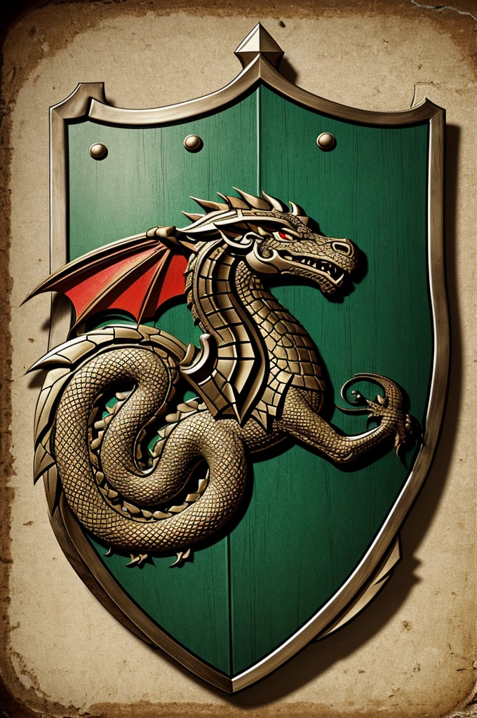 Shield with a dragon related to Mexico and Jesús Mario Rivas Souza