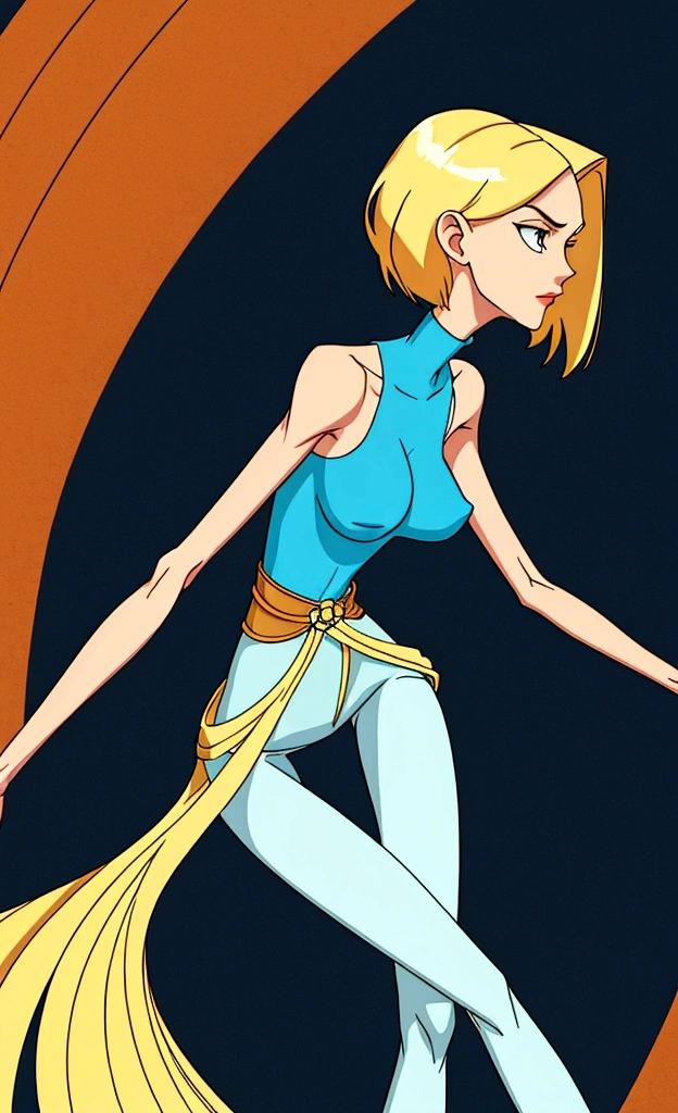 Gwen tennyson ( skinny thin long legs thin waist thin arms huge breasts) (2 d illustration)