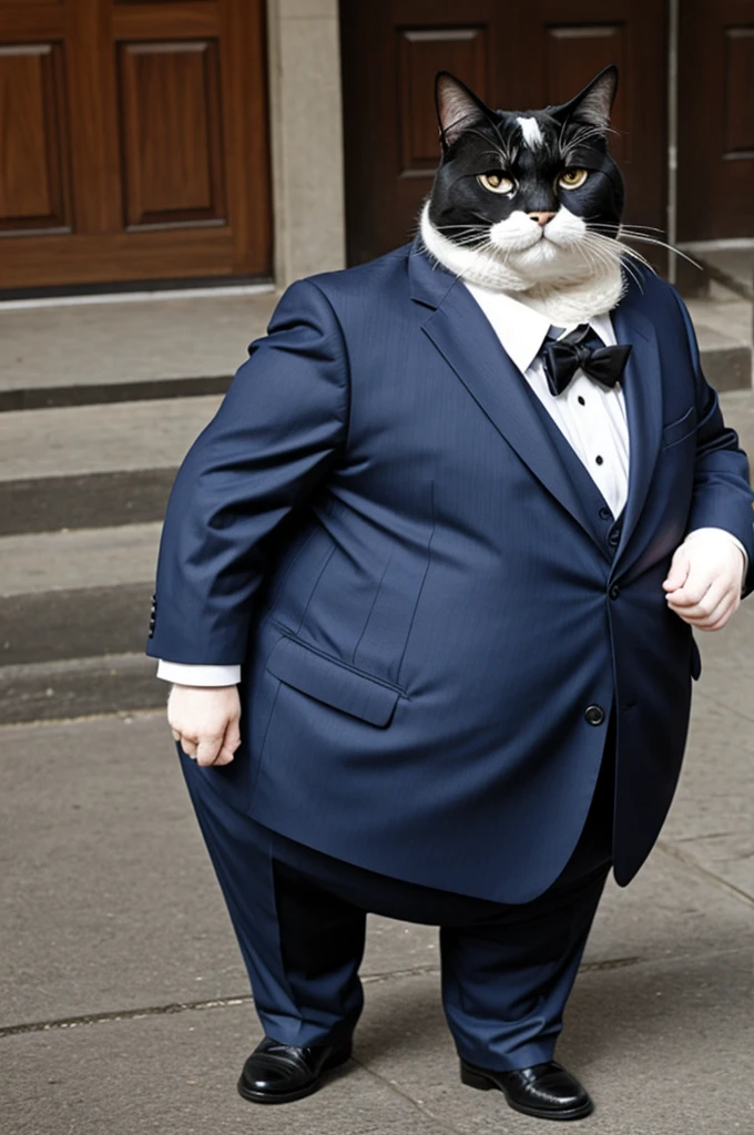 fat cat with suit