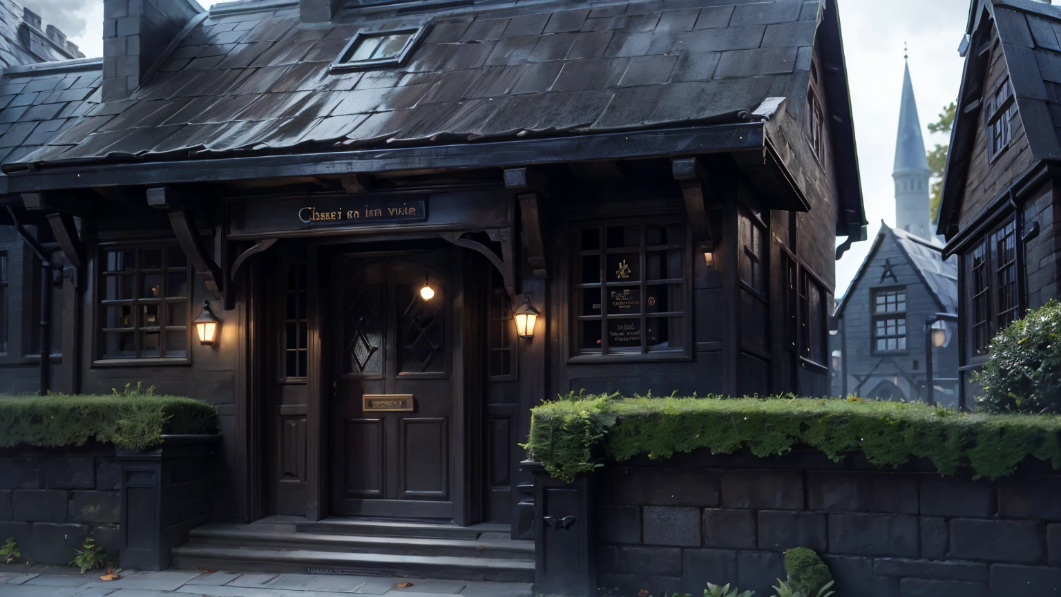 outside front view of harry potter school, harry potter school,