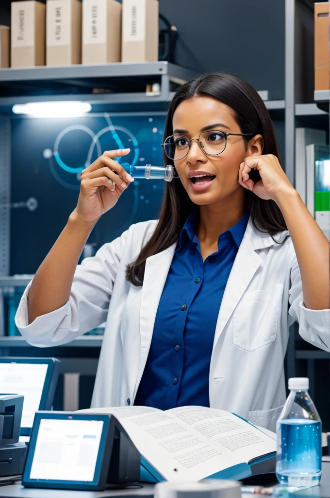 A scientist announcing something to people 