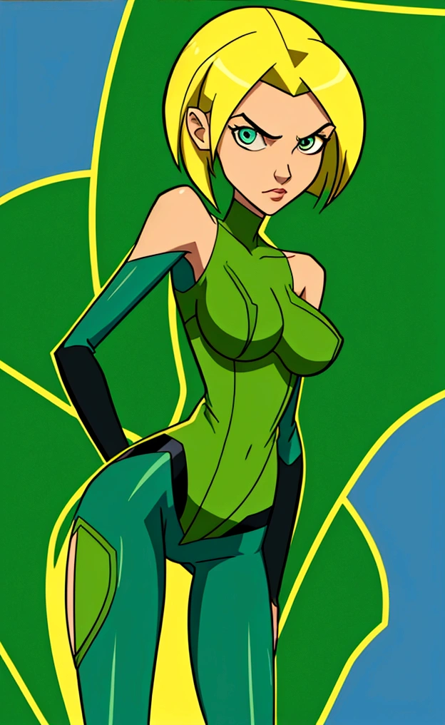 Gwen tennyson from Ben 10 ( skinny thin long legs thin waist thin arms huge breasts) (2 d illustration)