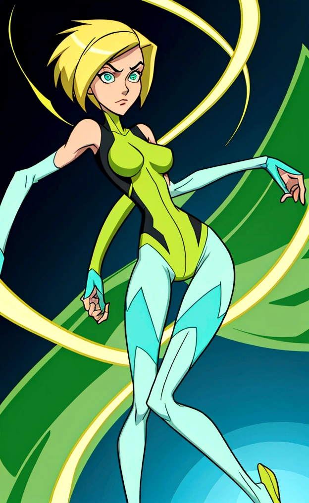 Gwen tennyson from Ben 10 ( skinny thin long legs thin waist thin arms huge breasts) (2 d illustration)