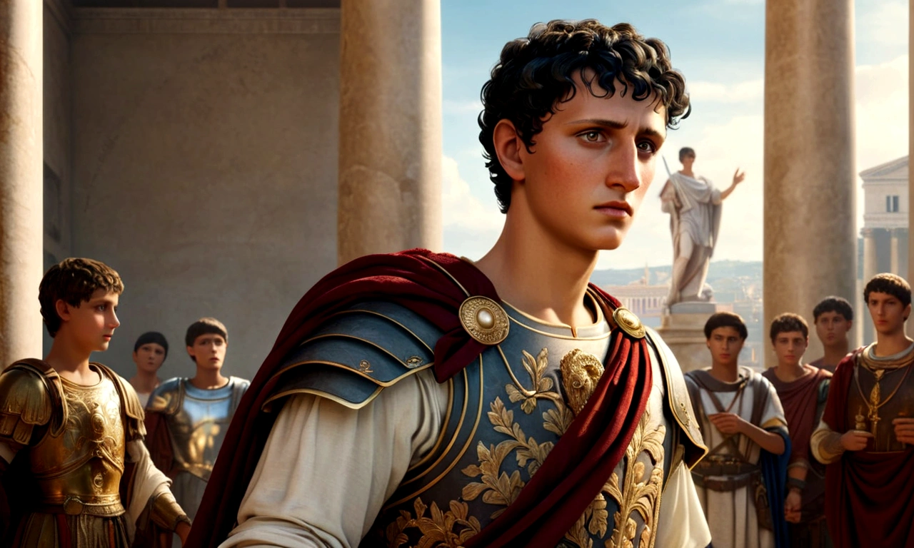 adopted son of Caesar Octavian, he is wearing his iconic clothes renaissance image 