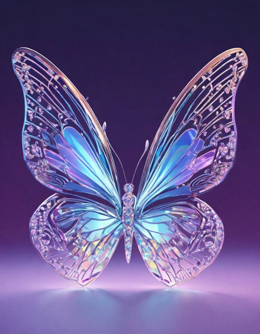 Beautiful butterfly 、From the side、close、(((Shining body lines))) 、Diamond-like、hologram、Sharp Focus、Lighting by world-class AI creators、Super detailed、Beautiful graphics、Digital Art