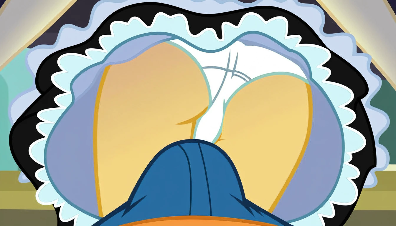 upskirt, female and male pov, equestria girls, sunset shimmer, butt, clothes, maid, panties, panty shot, underwear, sunbutt, show accurate, vector, male pov, tenting, crotch bulge, erection in pants, offscreen male character