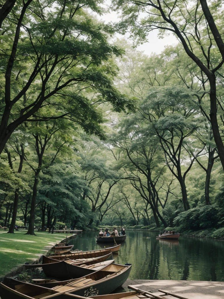 her name is Elle, high quality, 1girl, ((20-year-old fit Caucasian woman)), ((20 years old)), ((fit)), ((pale skin)), short length straight dark hair , wearing Deconstructed Denim Jacket + High-Waisted Utility Cargo Pants, pose: standing, background: Write about the tranquil setting of Central Park in New York City, where paths wind through lush greenery, rowboats glide across serene lakes, and skyscrapers peek through the trees.