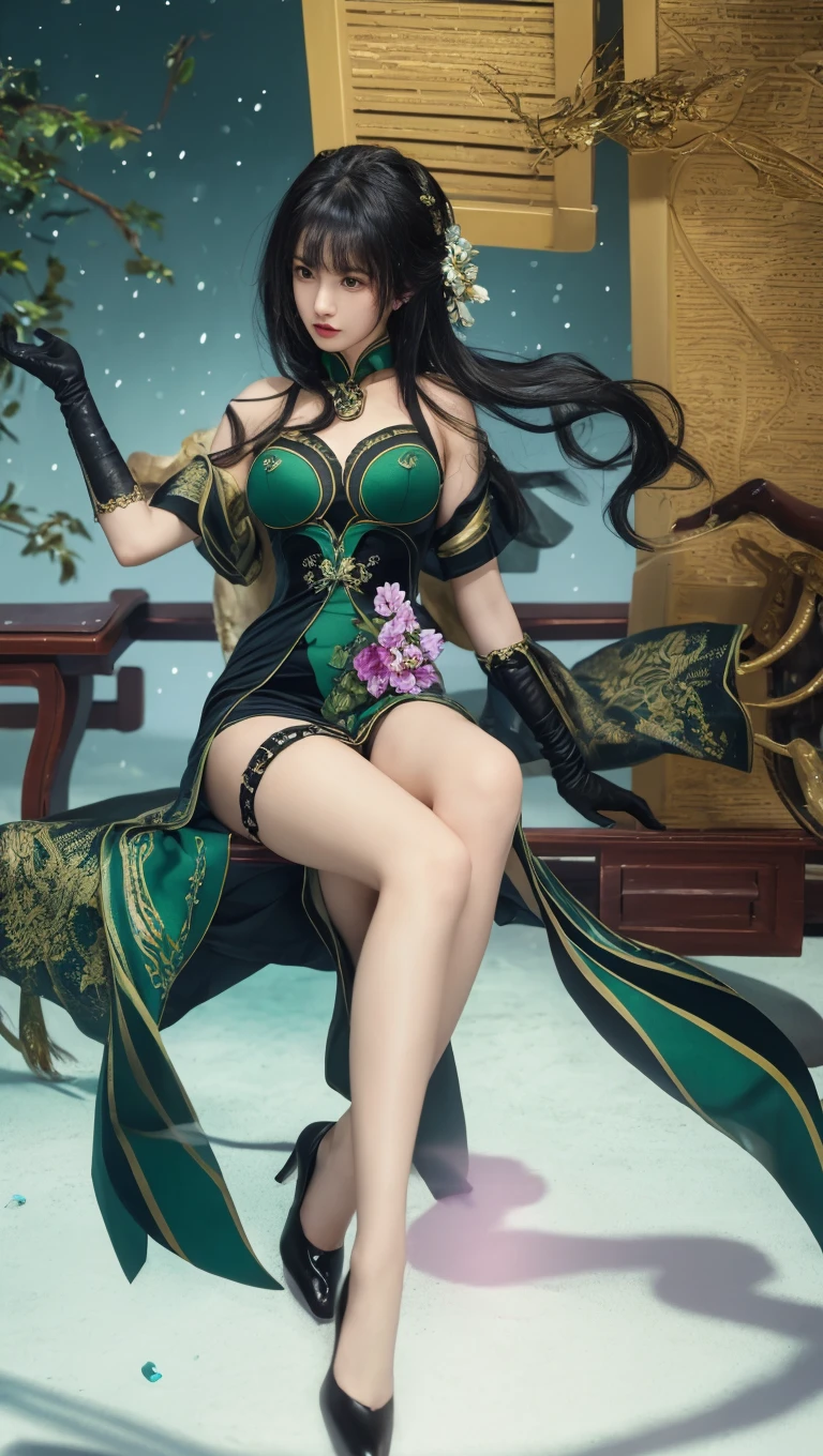 extremely sexy lady wearing a Green color glasses, (masterpiece), (best quality), (ultra detailed),(disheveled hair),(illustration), (1girl), beautifuldetailedeyes,delicate beautiful face,Floating,(high saturation),(colorful splashes),colorful bubble,(shining),focus on face, sexy pale skins, show her sexy body, waterfall in background, long legs