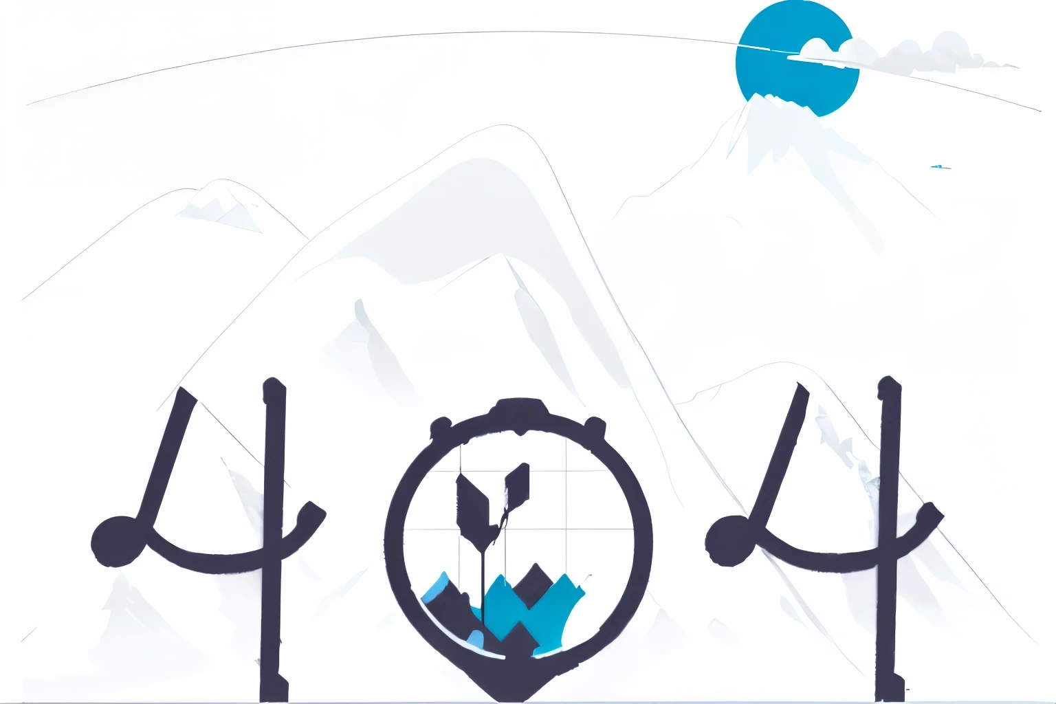 the logo for the 4 - 4 - 4 - 4 4 4 4 4 4 4 4 4 4 4, cartoonish and simplistic, header with logo, concept piece, mountain, banner, (high contrast), mountains, drawn in microsoft paint, mountainscape, [ mystic, peaks, illustrated logo, moutain, moutains, inspired by Frans Masereel, logo