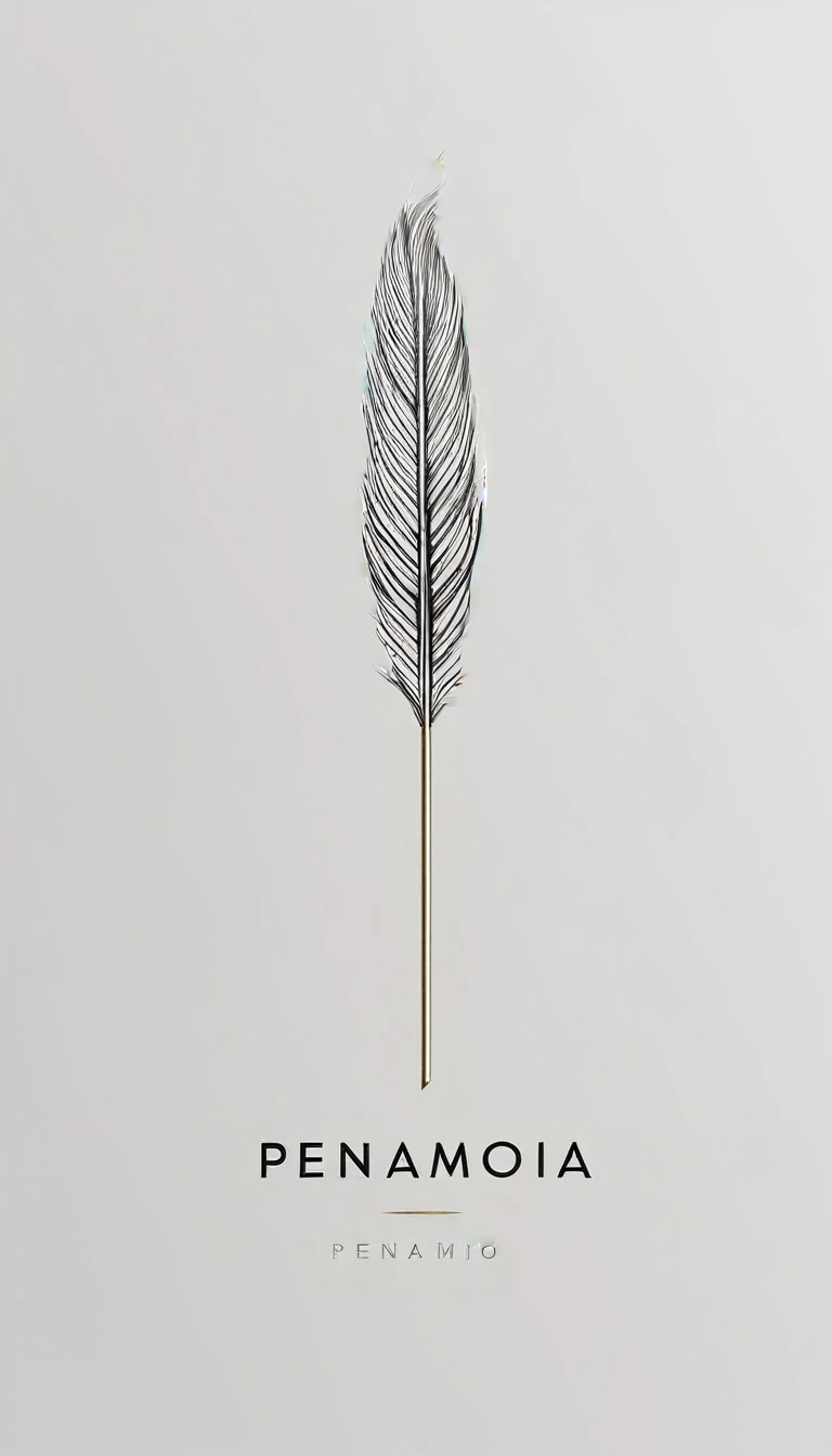 A minimal, modern, simple, cinematic logo design for the brand “Penamemoria". Create a modern, minimalistic, high-quality, logo of a bird feather