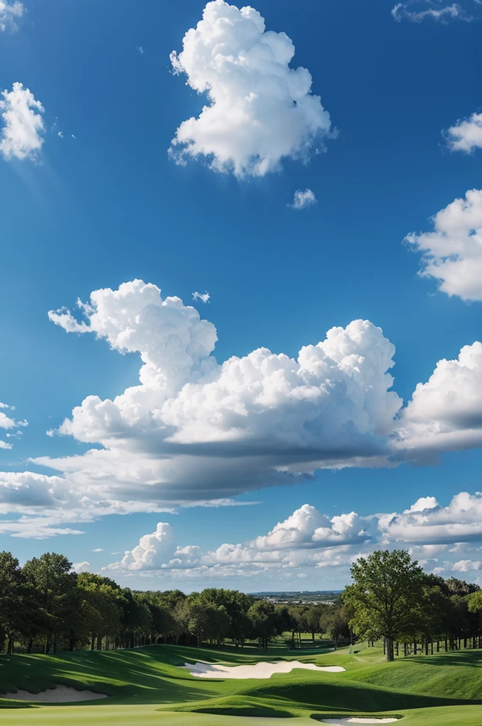 Golf course beautiful clouds blue sky