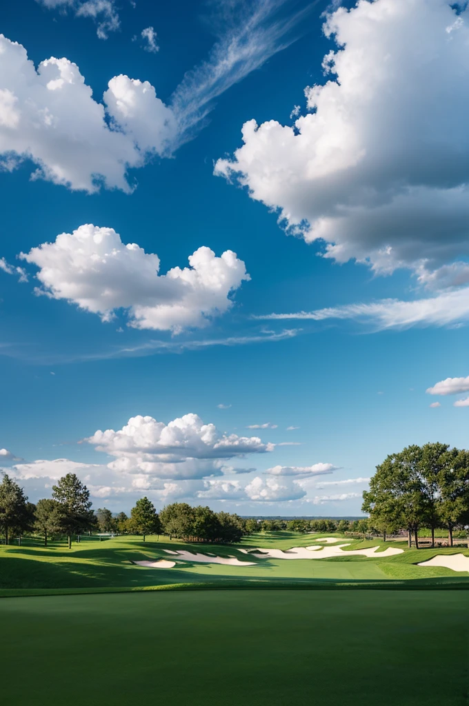 Golf course beautiful clouds blue sky