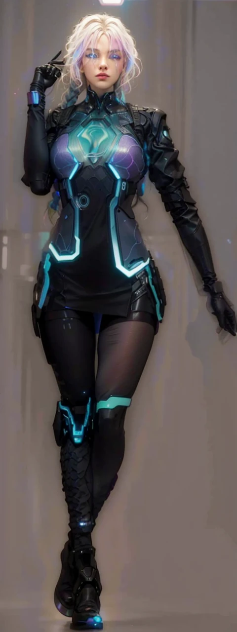 (master part, high resolution, photo-realistic:1.4), (long hair braid, Braided snakes, master part, best quality, alta qualidade, intrincado, Premiado) em um (neon-lit:1.4) CIDADE CYBERPUNK, em um (encharcado pela chuva:1.2) Rua, Medusa is a futuristic fashion icon, Mixture of bioengineered tissues and iridescent holographic scales, (neon roxo, Azul Neon:1.2), cabelos muito longos, reptile eyes, roxo neon, néem umzul, Metropolis, (Cinematic lighting, futuristic background:1.2), cowboy shot