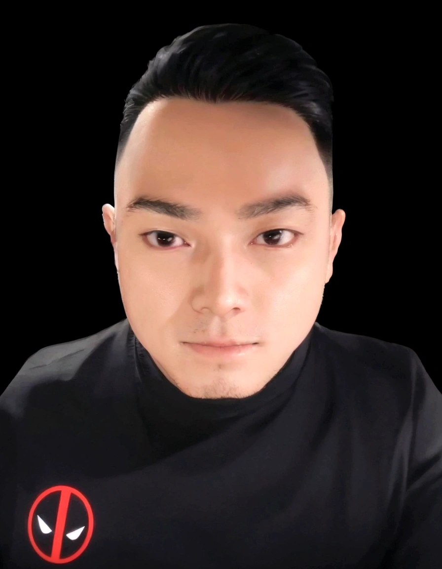 a close up of a man with a black shirt and a red and white logo, headshot profile picture, david luong, andrew thomas huang, stanley artgem lau, damien tran, darren quach, headshot photo, peter chan, ren heng, reddit post, professional profile picture, halfbody headshot, bao pham, ross tan, victor ngai, stanley lau