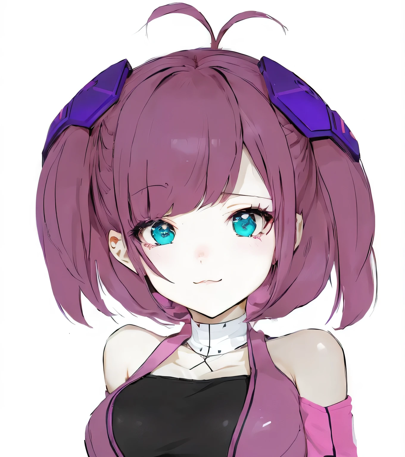 anime girl with pink hair and purple hair with a black top, juri misaki, sayori, yayoi kasuma, made with anime painter studio, pink twintail hair and cyan eyes, in an anime style, anime manga robot!! anime girl, anime moe artstyle, portrait anime space cadet girl, anime style portrait, anime style character