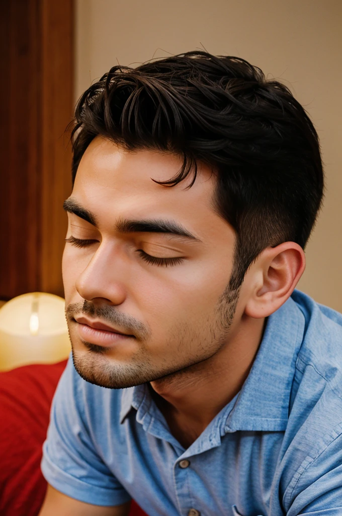 Boy nuzzling his nose