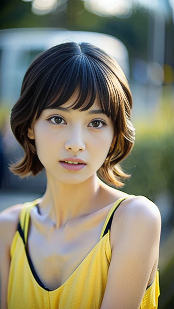 Browsing Caution、Japanese、Face in the 20s、Idol&#39;s face、Cute face、Gray business suit、Mini skirt suit, Similar breasts&#39;It&#39;s about to burst、Super bursting chest、thin、thin waist、One Girl、8K、Best image qualityUltra high resolution(Photorealistic)、Masterpiece symmetrical high resolution RAW color professional close-up photo 、(High resolution face:1.1)(Cleavage:1.2)、Japanese face、Blurred Background、thinピンク色のリップ、Good lighting、Gal Makeup、Flashy makeup、thin pink lips、Moisturized lips、Heavy makeup、Wavy Hair、Long Hair、Silver Hair、Silver Hair with asymmetrical bangs、double eyelid、Sunburned skin、Japanese face、Brown Skin、Gal-style long necklace、Gal style bracelet、Gal Accessories、Fancy earrings、Body Piercing、whole body、Laughter、By the pool、Resort、Brown Skin、Black gal、Sexy pose、Naughty pose、Chest Focus、whole bodyエスビアン、Beautiful breasts、Big Breasts