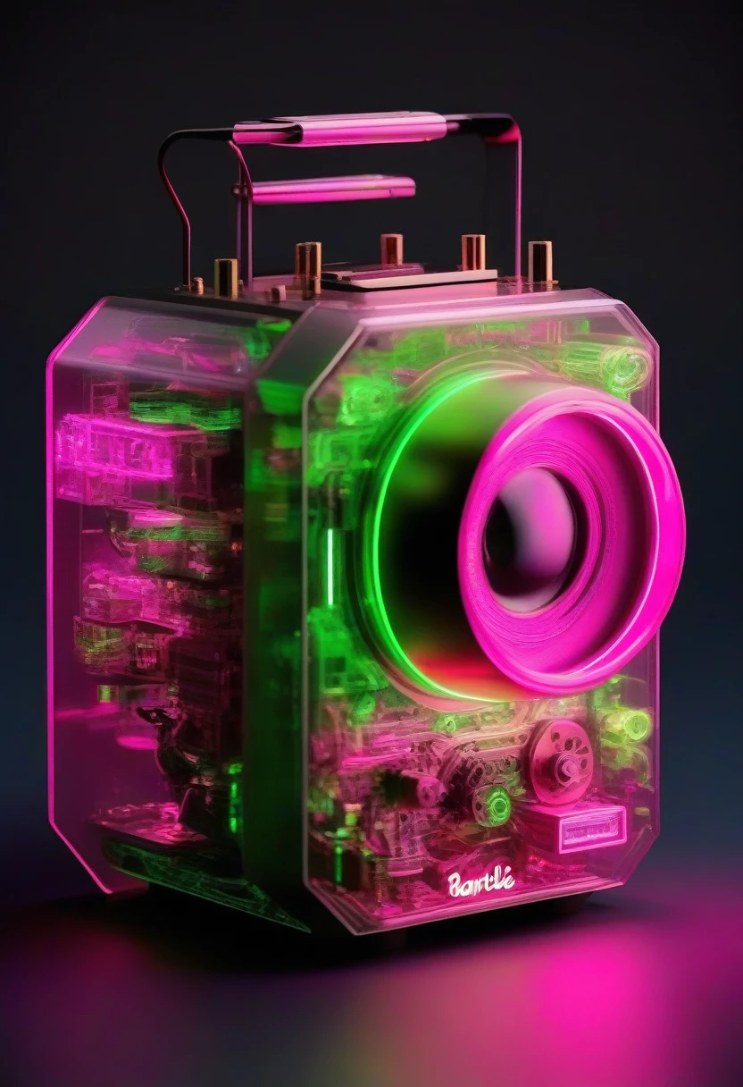 niji 6 prompt: Change the prompt word according to the animal you want he front part of the robot monkey's head has an extremely precise mechanical structure. It comes with illustrations and X-ray renderings. It was created by Nick Vesey. The images look very ethereal, embodying the beauty of technology and art. Barbie pink and neon green, black background，A little more like a monkey，It's not a machine, it's an animal
