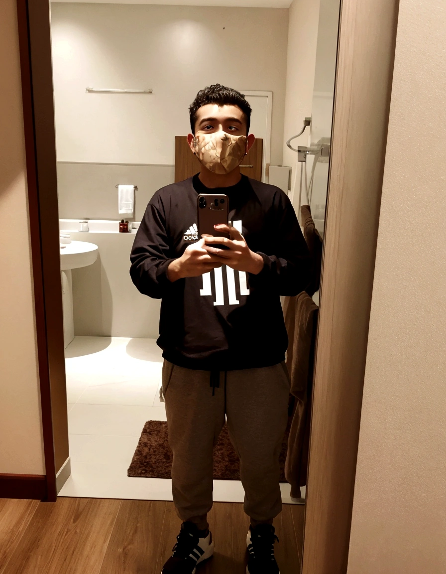 arafed man taking a selfie in a hotel bathroom mirror, 2 3 years old, 2 7 years old, 2 8 years old, 2 2 years old, 21 years old, 2 4 years old, full body picture, wearing adidas clothing, 2 9 years old, he is! about 3 0 years old, 25 years old, 2 5 years old