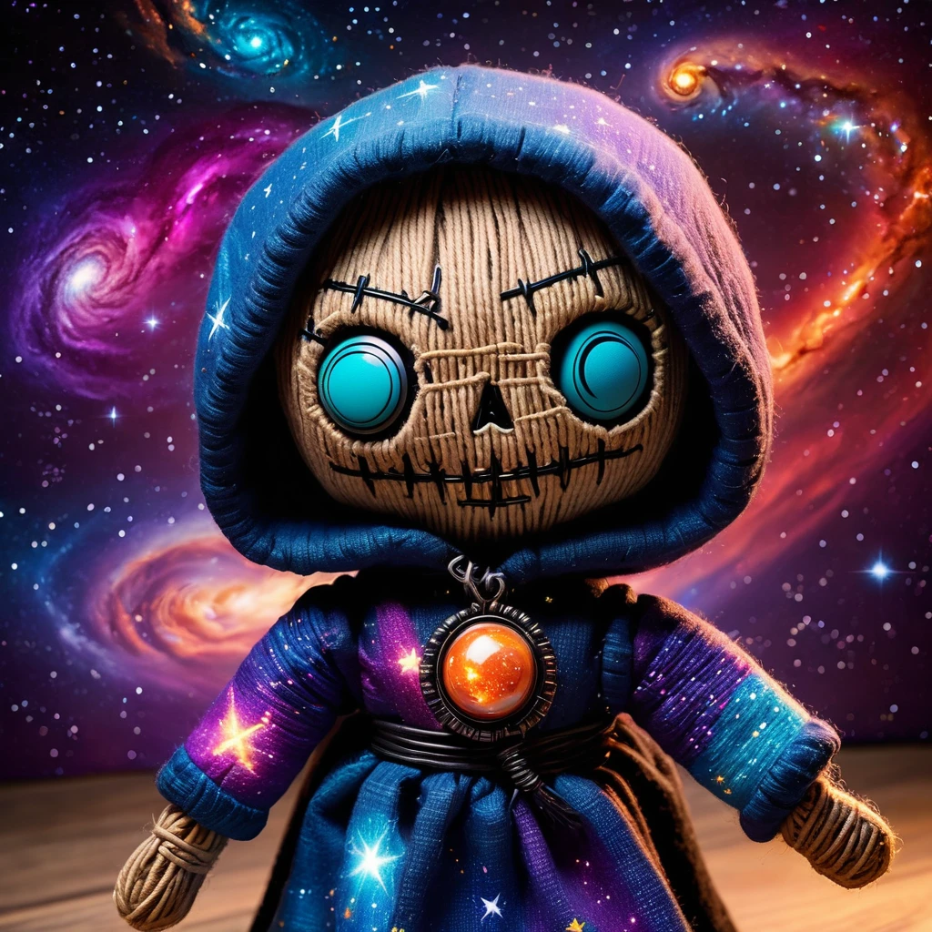 (knitted toy voodoo doll:1.7), (Voodoo Astral Traveler:1.8), (Clothing: celestial robes with nebula patterns:1.0), (Accessories: astral projection orb, starry cloak, cosmic dust trails:1.2), (Background: astral plane with swirling galaxies and cosmic phenomena:1.2), (full body:1.0), best quality, masterpiece, detailed soft oil painting, detailed background, dramatic cinematic lighting, soft edge lighting, professional, dramatic lighting, hard edge lighting, ultra quality, 4k, masterpiece, best quality, 8k, ultra high definition, high resolution, extremely detailed