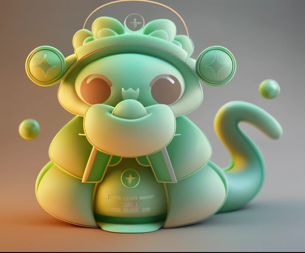 Keep the original color of the image,Cute snake,3D Model,3D Rendering,Solid color background,3D Rendering