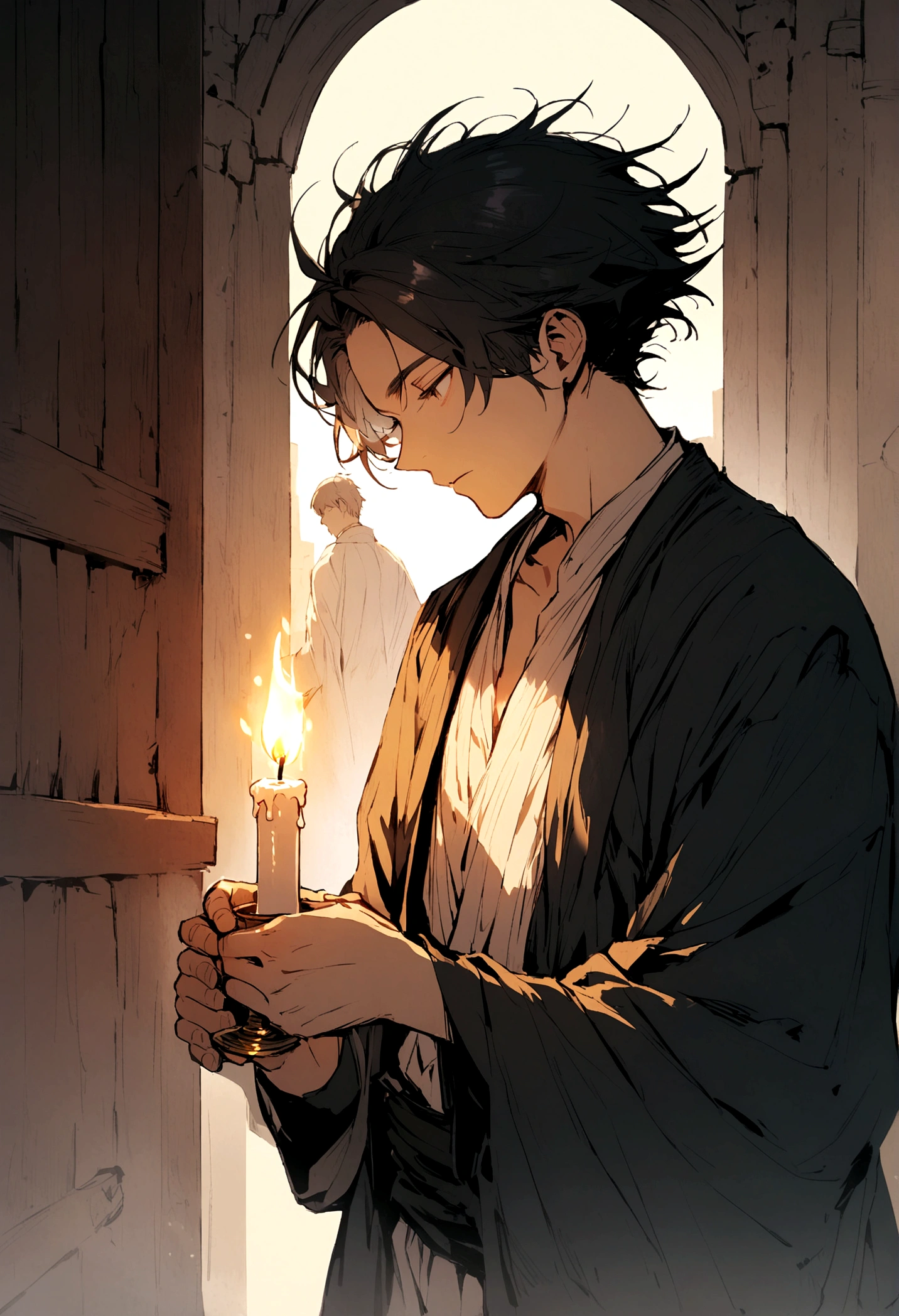 Boy holding a candle 