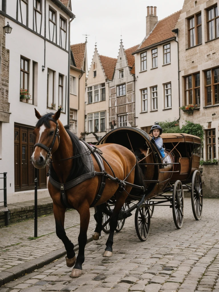 her name is Elle, high quality, 1girl, ((20-year-old fit Caucasian woman)), ((20 years old)), ((fit)), ((pale skin)), short length straight dark hair , wearing Graphic Cropped Hoodie + High-Waisted Vinyl Leggings, pose: standing, background: Highlight the enchanting streets of Bruges, Belgium, with its medieval architecture, scenic canals, and horse-drawn carriages clip-clopping over cobblestone roads.