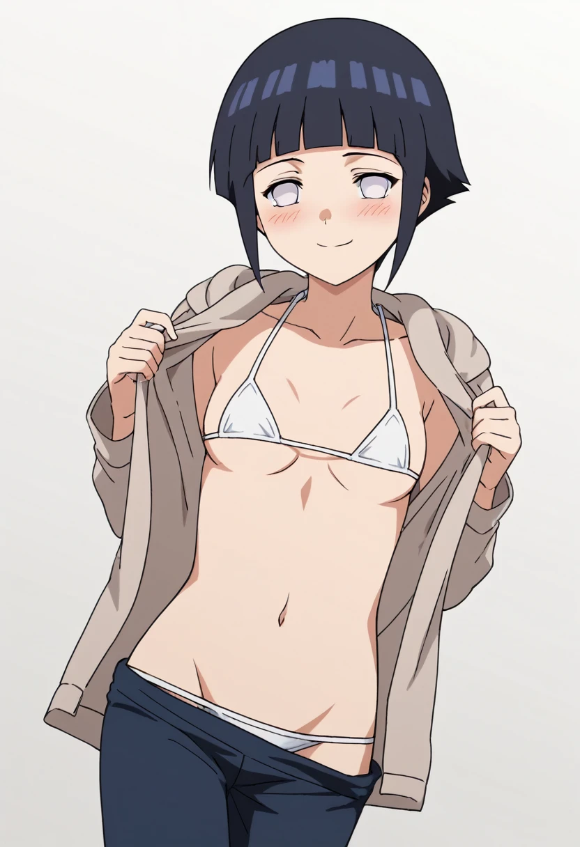 score_9, score_8_superior, score_7_superior, score_6_superior, score_5_superior, score_4_superior, break, sauce_anime,
One girl, Hyuuga Hinata, short hair, Black Hair, no psuperiorils, Blunt bangs, Shiny Hair, White eyes, hoodie, Lower the hood, Long sleeve, Capri Pants,
Put your hands behind your back, blush, smile, superiorper body, View your viewers, alone, Simple Background, White Background, anime screencap, anime coloring
white micro bikini, nsfw, undressing, sketch, one girl, 独奏, master piece, super beautiful illustration, highest quality, particles of light, ultra definition, underwear,, nsfw, dutch angle, looking at viewer, looking away, jacket, undressing,