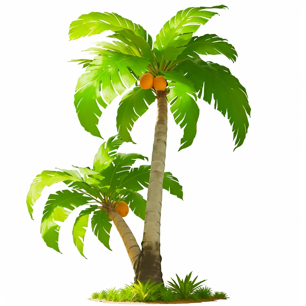 a cartoon Palm tree with oranges on it,The edges of the leaves are very round, coconut tree, Tropical trees, coconut tree, Tropical Palm, Palm tree, strange trees, 背景中的Palm tree, Palm tree从地里长出来, a Palm tree, Palm trees, Palm trees in the background, Palm tree, Tropical plants, with potted Palm trees, abstract tropical landscape, with interior potted Palm trees